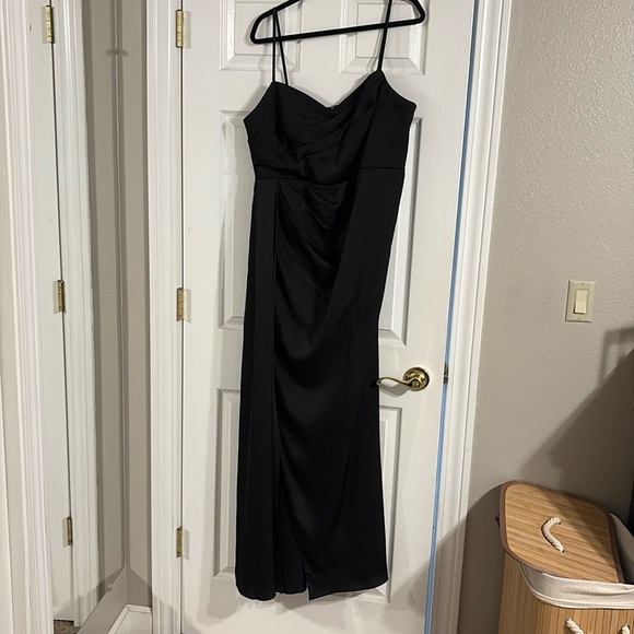 Azazie Black Slip Dress with Sweetheart Neckline - Picture 1 of 4